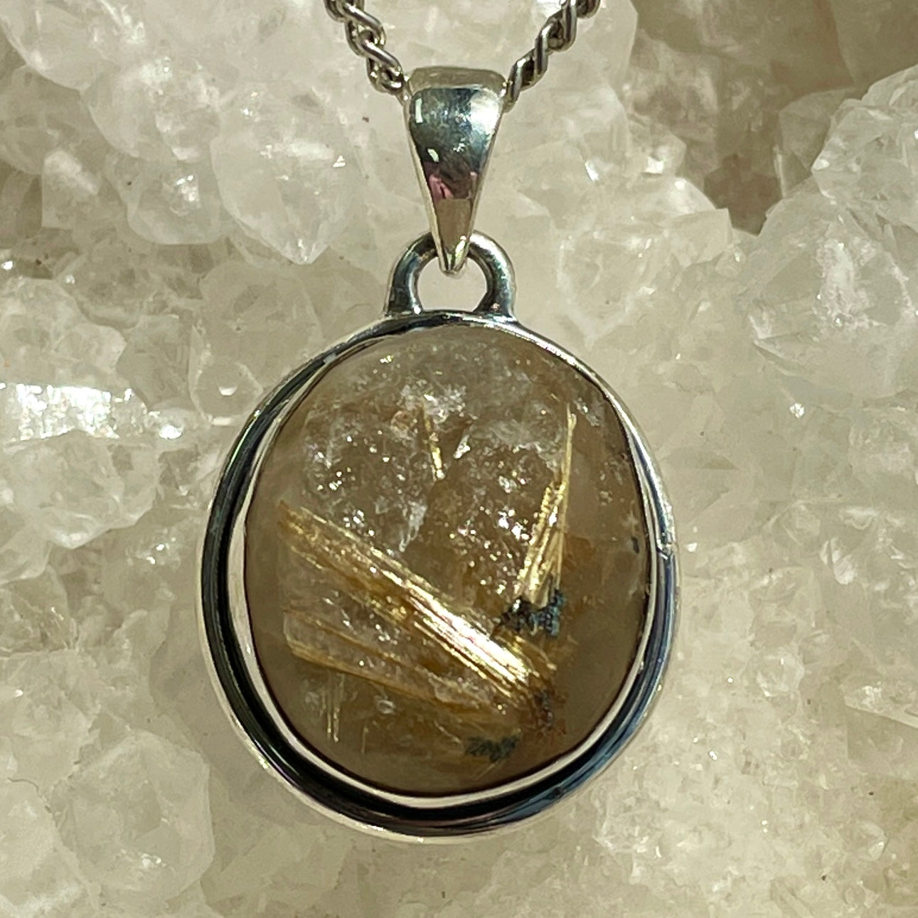 Golden Rutile Silver Pendant - SP96 Golden Rutile Silver Pendant - SP96